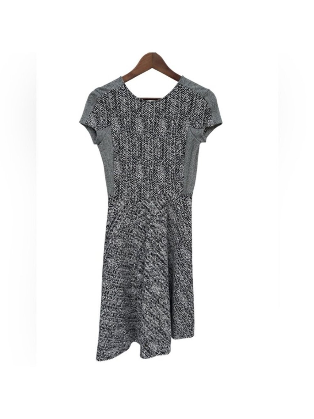 Stella McCartney Tweed Fit & Flare Dress Gray Black IT 36 US XS Designer